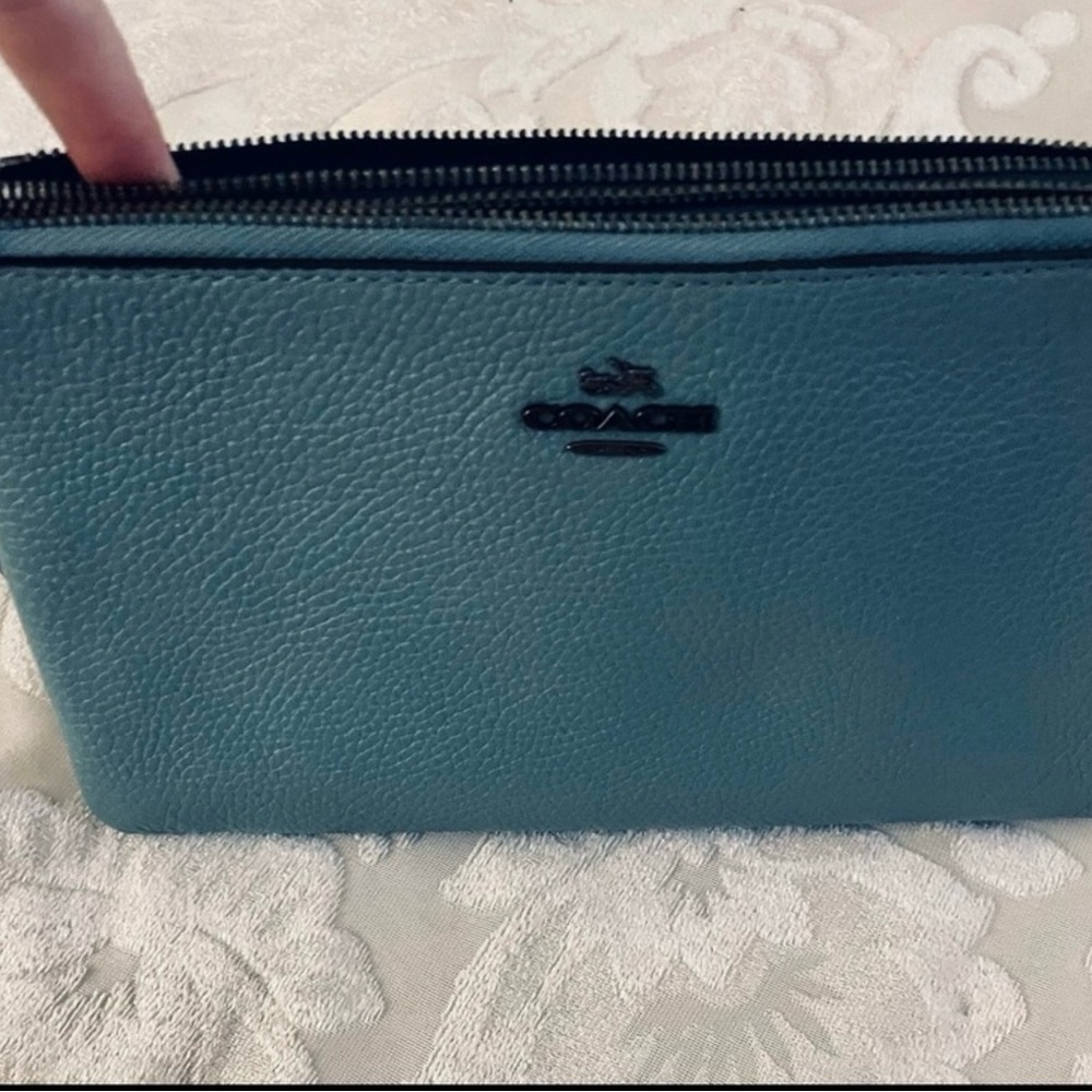 Coach Two Toned Blue Leather Wristlet